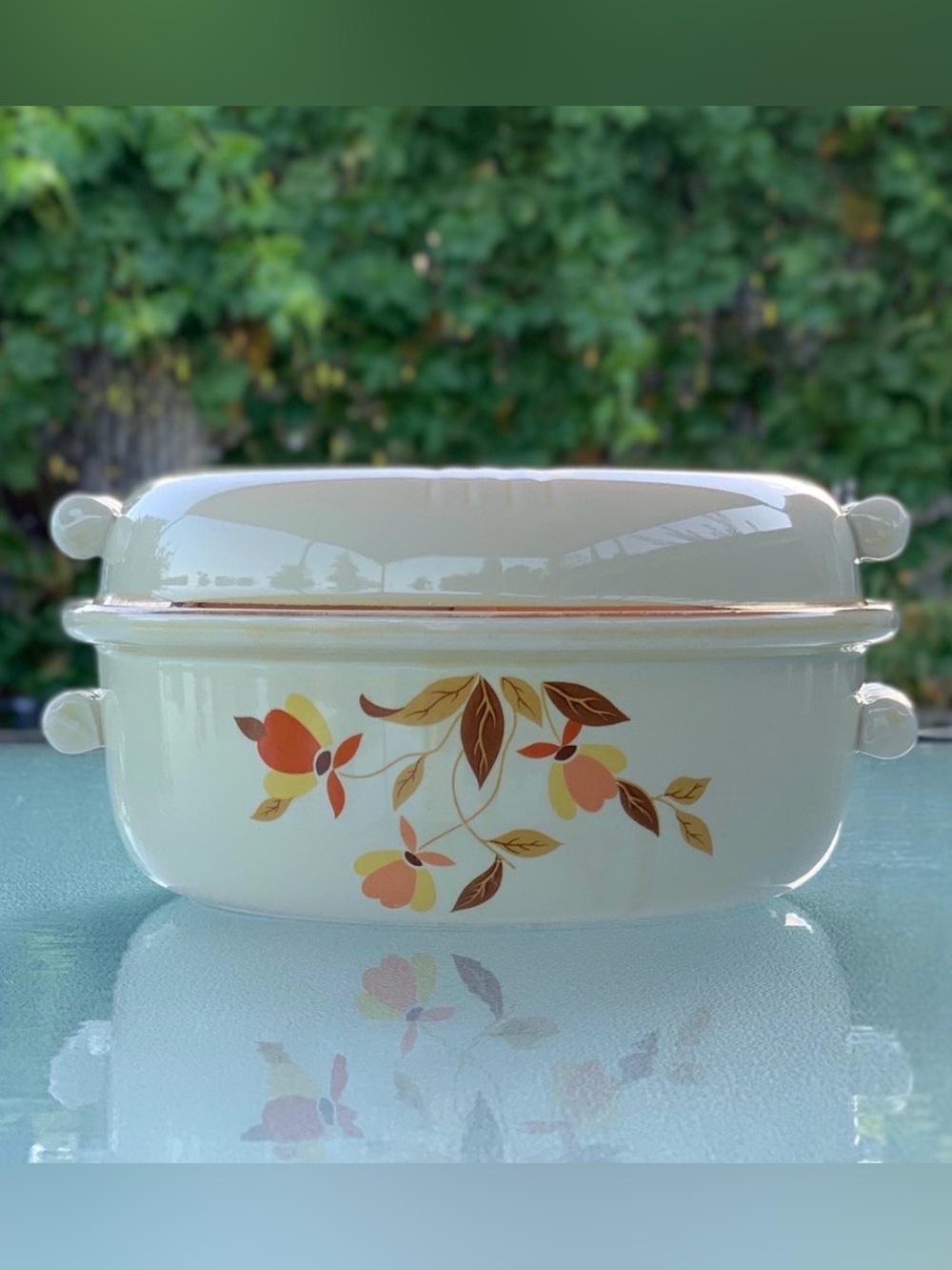 Hall's Superior Autumn Leaf Jewel Stoneware 2 Qt Baking Casserole Dish with Lid - Picture 4 of 9